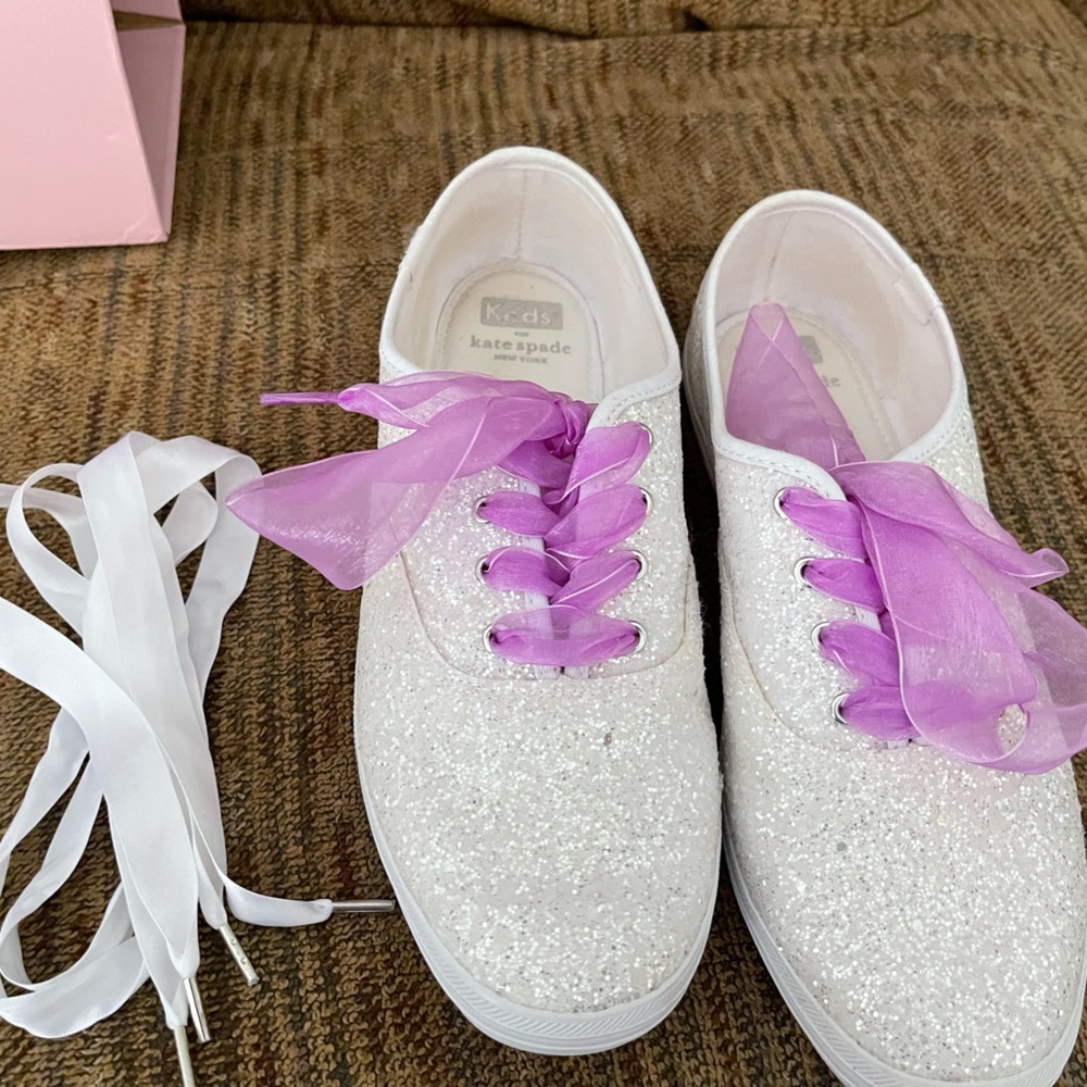 Keds Kate Spade white glitter Shoes for wedding or special occasion